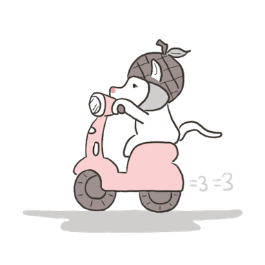 PawFive mascot dog riding a scooter